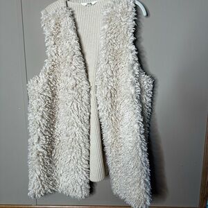 Terra & Sky Cream Faux Fur Knit Sweater